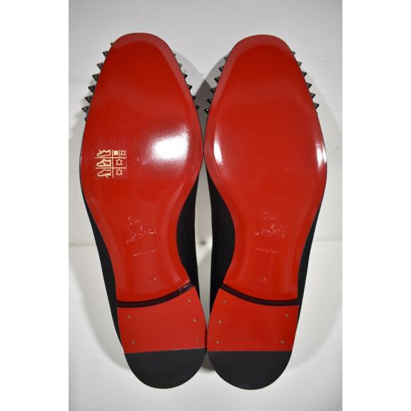 Christian Louboutin Navy Spooky Flat Black Spike Oxford Dress Loafer 42 9
